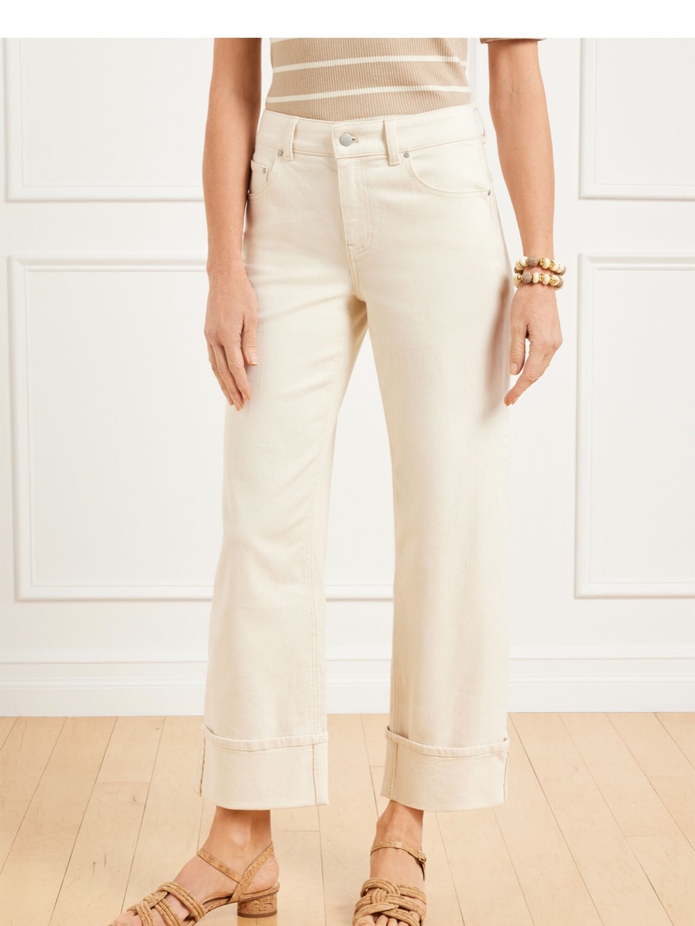 Talbots Cuffed Cream Jeans - Picture 3 of 13